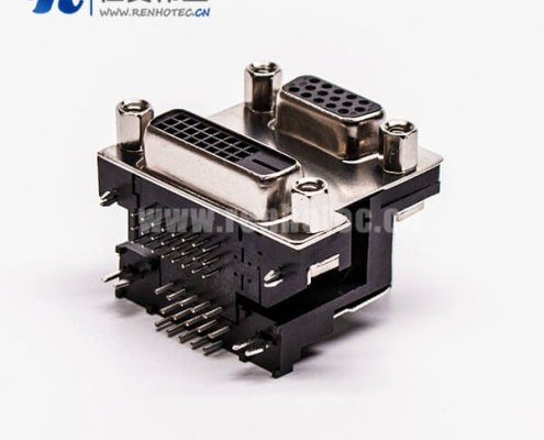 d-sub和dvi雙端口連接器母頭彎式無(wú)控孔5.48mm