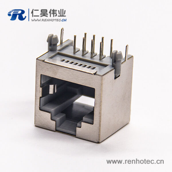 rj45連接器8p8c彎式插PCB板帶屏蔽不帶燈