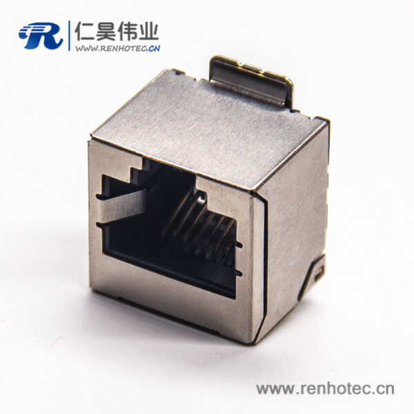 rj45屏蔽插座直式smt貼板式接PCB板不帶燈