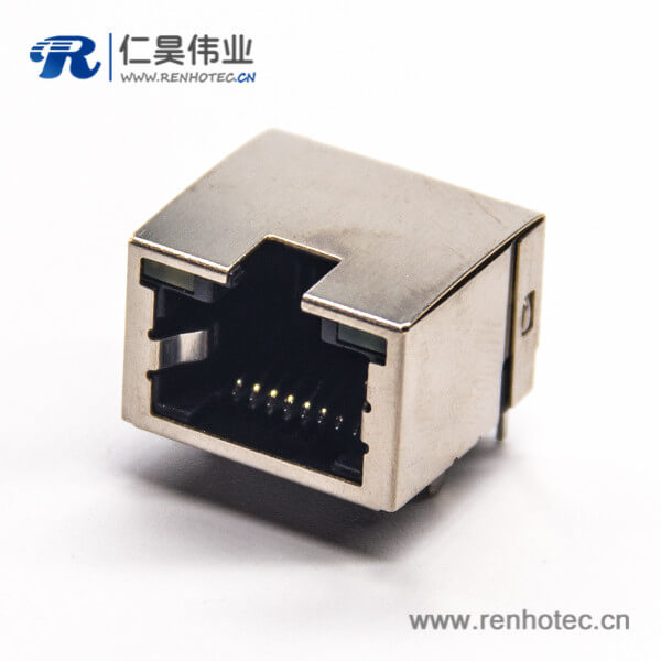 rj45網(wǎng)絡接口+8p8c彎式母座插PCB板帶燈帶彈片