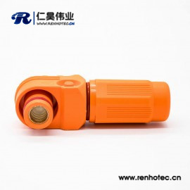 新能源橙色I(xiàn)P67電源儲能連接器14mm單芯塑料400A接線彎式插頭