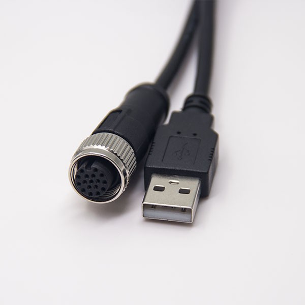 m12轉(zhuǎn)USB接線180度m12A型17芯轉(zhuǎn)USB Type A公頭